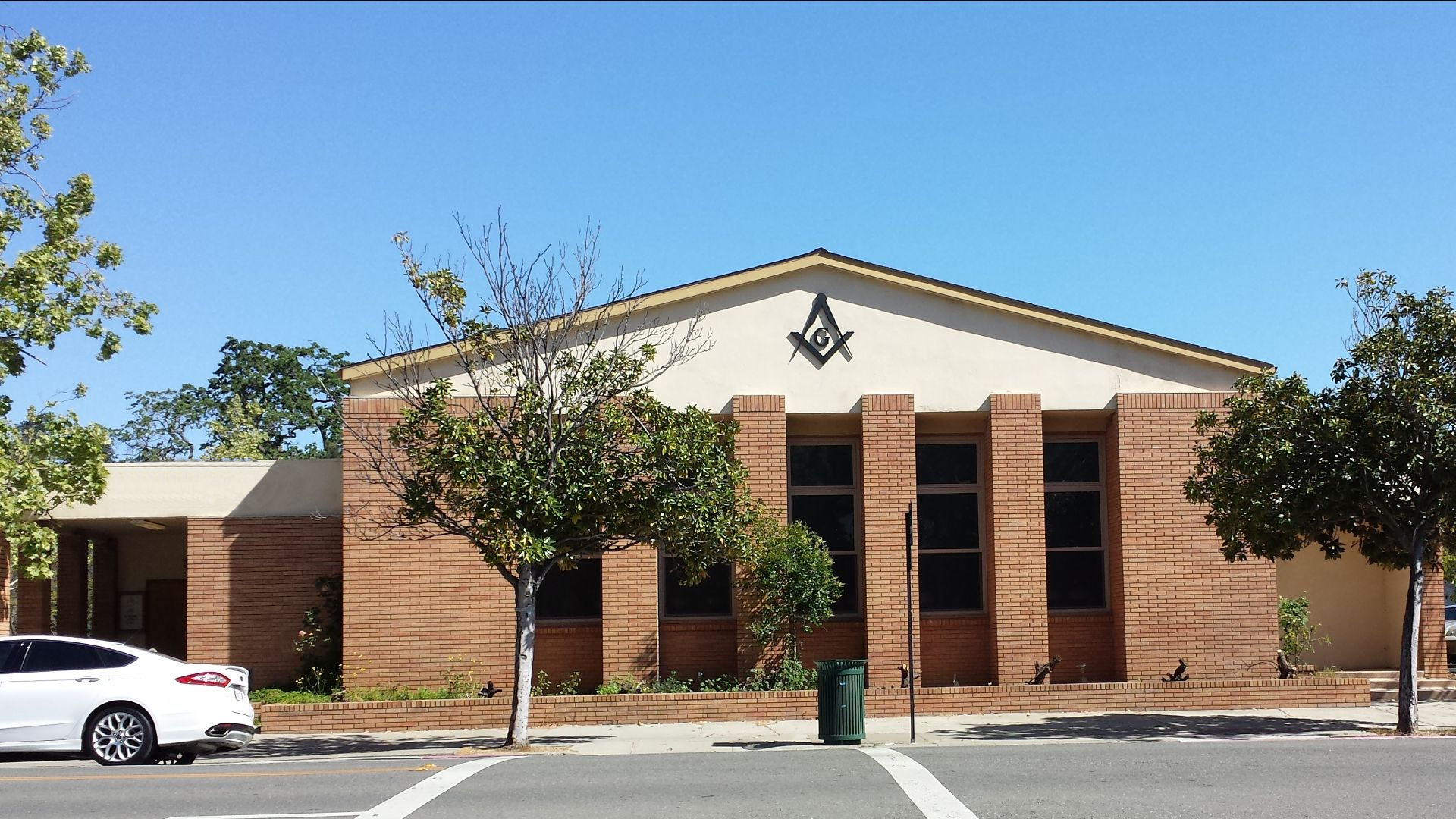 The Los Gatos Masonic Center building exterior at golden hour
